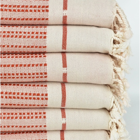 S X S W Desert Red Towel Blanket FLiPSiDE Threads Anthropologie Organic Cotton - Picture 8 of 13